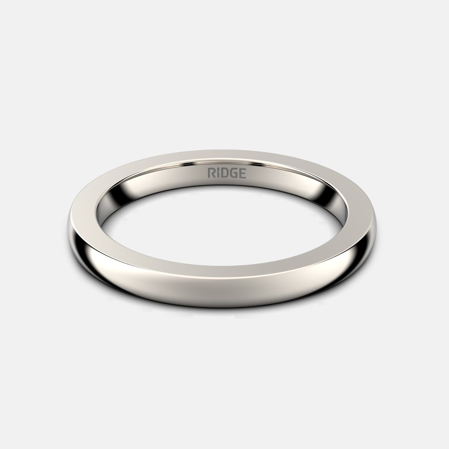 Ridge 2mm Rounded Ring Set - 14K White Gold